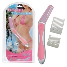 Beach Trimmer Leicht gebogener Intimrasierer mit zwei Aufsätzen, um die Haarlänge zu variieren. Farbe: Rosa/Silber. (Batterie bitte extra bestellen: 1 x Micro). Farbe: Rosa/Silber. (Batterie bitte extra bestellen: 1 x Micro) - 1